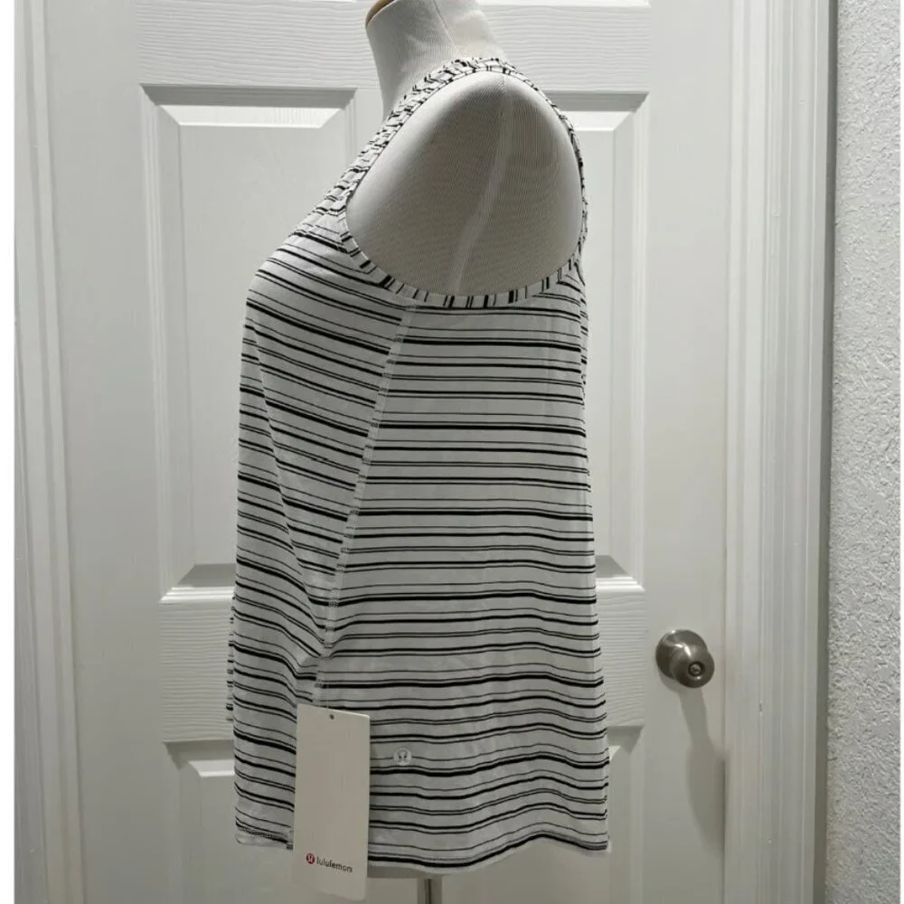 NWT Lululemon All Tied Up Tank Cut Back Stripe White Black 4